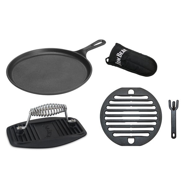 Jim Beam 5 Piece 10.5" Barbecue Cast Iron Griddle Set Wayfair